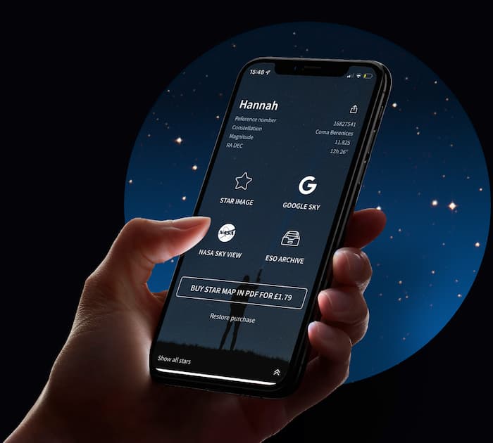 Find My star App in Hand of Star Namer Image